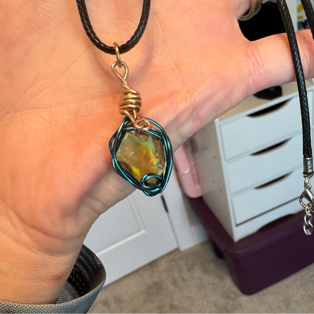 Colorful Rough Opal Necklace - Picture 5 of 9